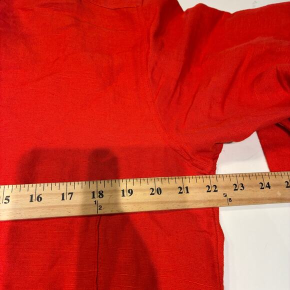 Solid & Striped Red Linen Oversized Button Down Shirt Small - Picture 6 of 7